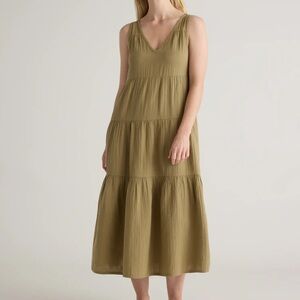 Quince 100% Organic Cotton Gauze Tiered Maxi Dress size XL